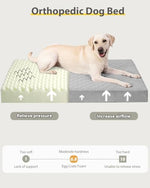 Orthopedic large dog bed with waterproof cover and non-slip base, 41x27 inch light gray
