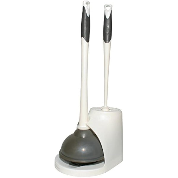 Clorox Toilet Plunger and Bowl Brush Combo with Discreet Caddy - Durable Cleaning Tools for Bathrooms