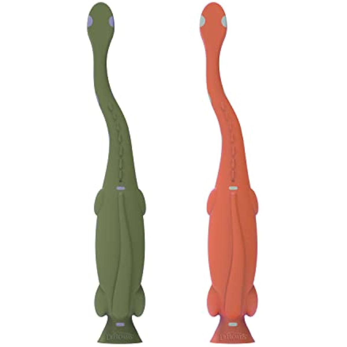 Dr. Brown's Baby and Toddler Toothbrush, Green and Orange Dinosaur 2-Pack, 1-4 Years