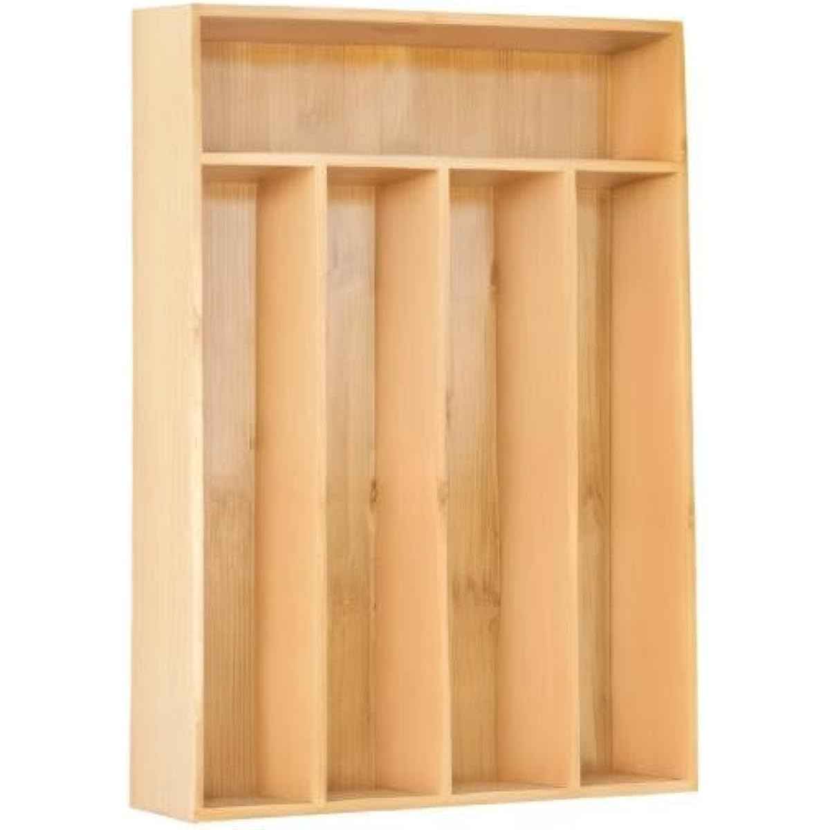 Silverware Organizer Kitchen Drawer Organizer Utensil Organizer Bamboo Silverware Holder Cutlery Organizer in Drawer Flatware Organizer Tray(5 slots, Natural