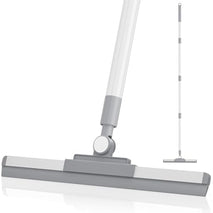 180° Rotating Floor Squeegee with 52'' Long Handle for Floor, Window, and Bathroom Cleaning (White)