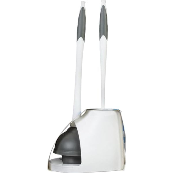 Clorox Toilet Plunger and Bowl Brush Combo with Discreet Caddy - Durable Cleaning Tools for Bathrooms