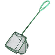 Pawfly green braided metal handle square aquarium net for fish tanks and small koi ponds