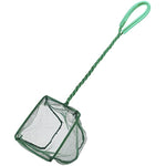 Pawfly green braided metal handle square aquarium net for fish tanks and small koi ponds