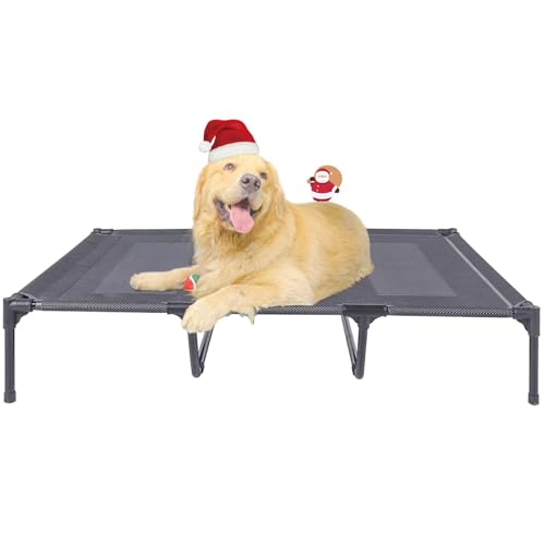 Suddus elevated dog bed for large dogs, 140lb, breathable cooling raised dog cot, grey, x-large