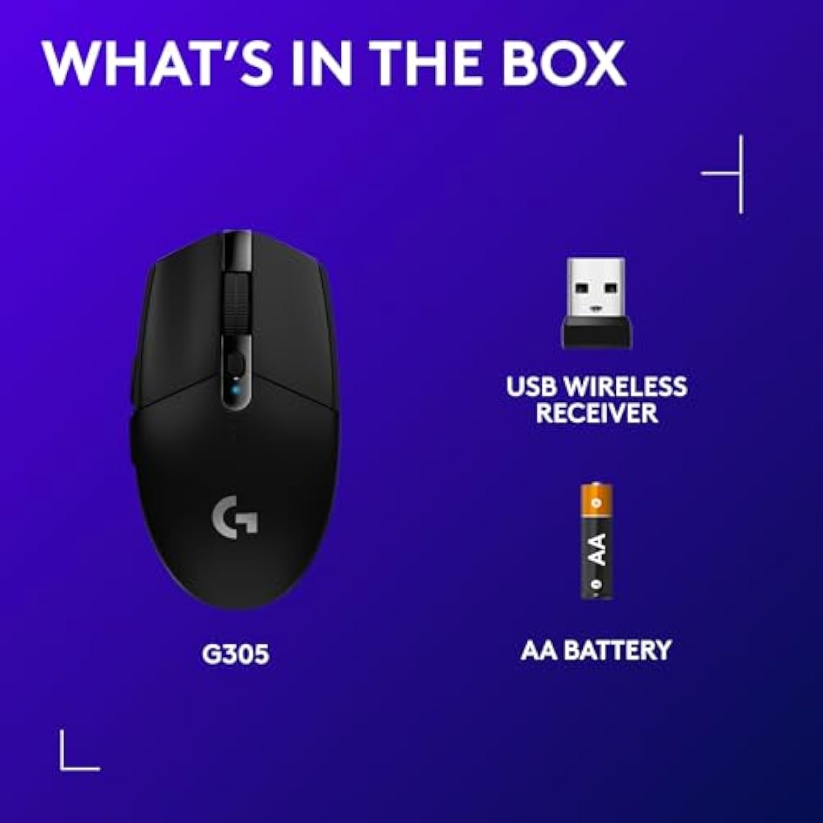 Logitech G305 Lightspeed Wireless Gaming Mouse, Hero Sensor, 12,000 DPI, Lightweight, 6 Programmable Buttons, 250h Battery, On-Board Memory, Compatible with PC, Mac - Black