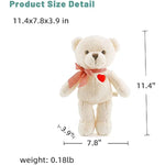11.4 inch small white teddy bear with heart soft cuddly plush gift for kid girlfriend boyfriend