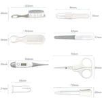 Baby Grooming Kit for Newborn Girls and Boys, Infant Safety Care Set with Hair Brush, Comb, Nail Clipper, Nasal Aspirator, Grey and White
