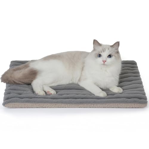 Self Warming Cat Bed, 22x16 Inch Reversible Two-Sided Use Self Heating Mat for Cats and Dogs, Washable Pets Crate Pad for Indoor & Outdoor Use, Non-Slip & Cozy Flannel Base