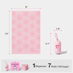 vetreska dog poop bag dispenser with cherry blossom scented bags and holder, pink