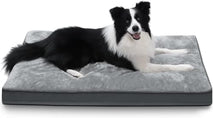 gray waterproof deluxe plush dog bed with removable washable cover anti-slip bottom for large medium small dogs 35x22 inch