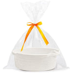 Pro Goleem Small Woven White Easter Basket with Handles, Durable Burr Material, 12" x 8" x 5", Baby Toy Storage