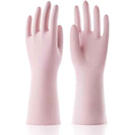 COOLJOB Medium Household Rubber Gloves with Cotton Liner, Non-slip Grip, and Waterproof Long Lasting Dishwashing Gloves for Kitchen and Bathroom Cleaning, Light Pink, 1 Pair