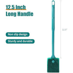 AQUANEAT Aquarium Double Sided Sponge Brush Algae Scraper with Long Handle for Glass Tanks