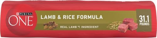 Purina ONE Dry Dog Food Lamb and Rice Formula, 31.1 lb Bag, Red Bag, Made in USA