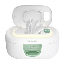Momcozy baby wipe warmer with large capacity, spring design, fast heating, and night light