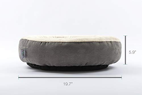 Love's cabin Round Donut Cat and Dog Cushion Bed, 20in Bed for Cats or Small Dogs, Anti-Slip & Water-Resistant Bottom, Super Soft Durable Fabric Pet Beds, Washable Luxury Cat & Dog Bed Gray