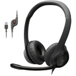 Logitech H390 black stereo wired headset with noise cancelling mic for PC, laptop, Chromebook