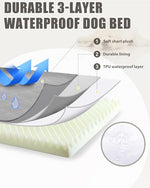 Orthopedic large dog bed with waterproof cover and non-slip base, 41x27 inch light gray