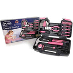 Apollo Tools Original 39-Piece General Household Tool Set, Pink Toolbox Storage Case