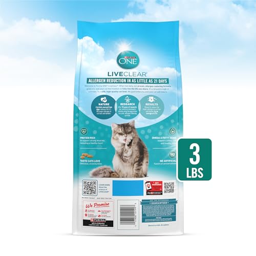 purina one liveclear allergen-reducing cat food with real chicken - 3 lb bag