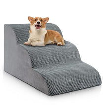 Chic Threads 3-step dog stairs for small dogs, non-slip stable indoor pet steps with high-density foam and corduroy fabric cover