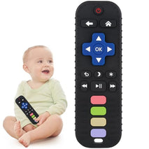 chuya baby teether toy tv remote control shape 3-24 months black food-grade silicone