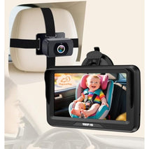 Rohent HD 1080P rear-facing baby car camera with 150° wide-angle lens, night vision, and adjustable display