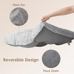 EHEYCIGA grey plush dog bed for crate, 35x23 inch, reversible kennel pad for dogs up to 45 lbs