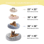 Bedfolks Calming Donut Dog Bed, 36 inches dark grey large for large dogs, anti-anxiety plush, machine washable