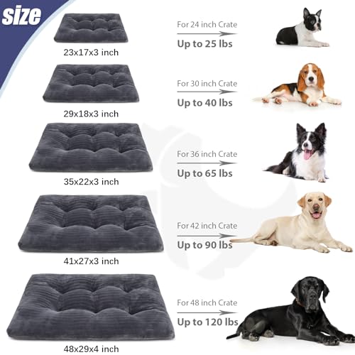 dog crate bed for large dogs 35x23 inch thick flannel pet sleeping mat anti-slip gray