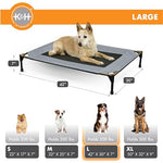 K&H Pet Products large dog cot, breathable mesh, washable cover, raised metal frame, collapsible, portable, gray, 42 X 30in