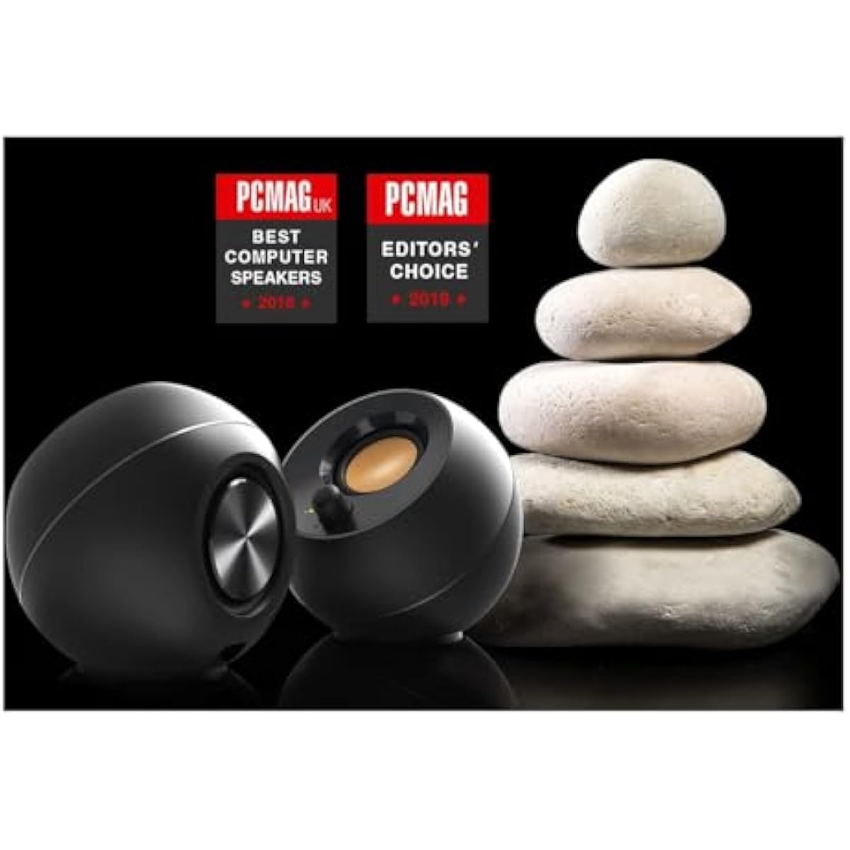 Creative Pebble 2.0 USB-Powered Desktop Speakers with Far-Field Drivers and Passive Radiators for Pcs and Laptops (Black)