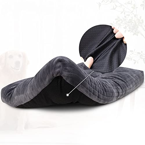 dog crate bed for large dogs 35x23 inch thick flannel pet sleeping mat anti-slip gray
