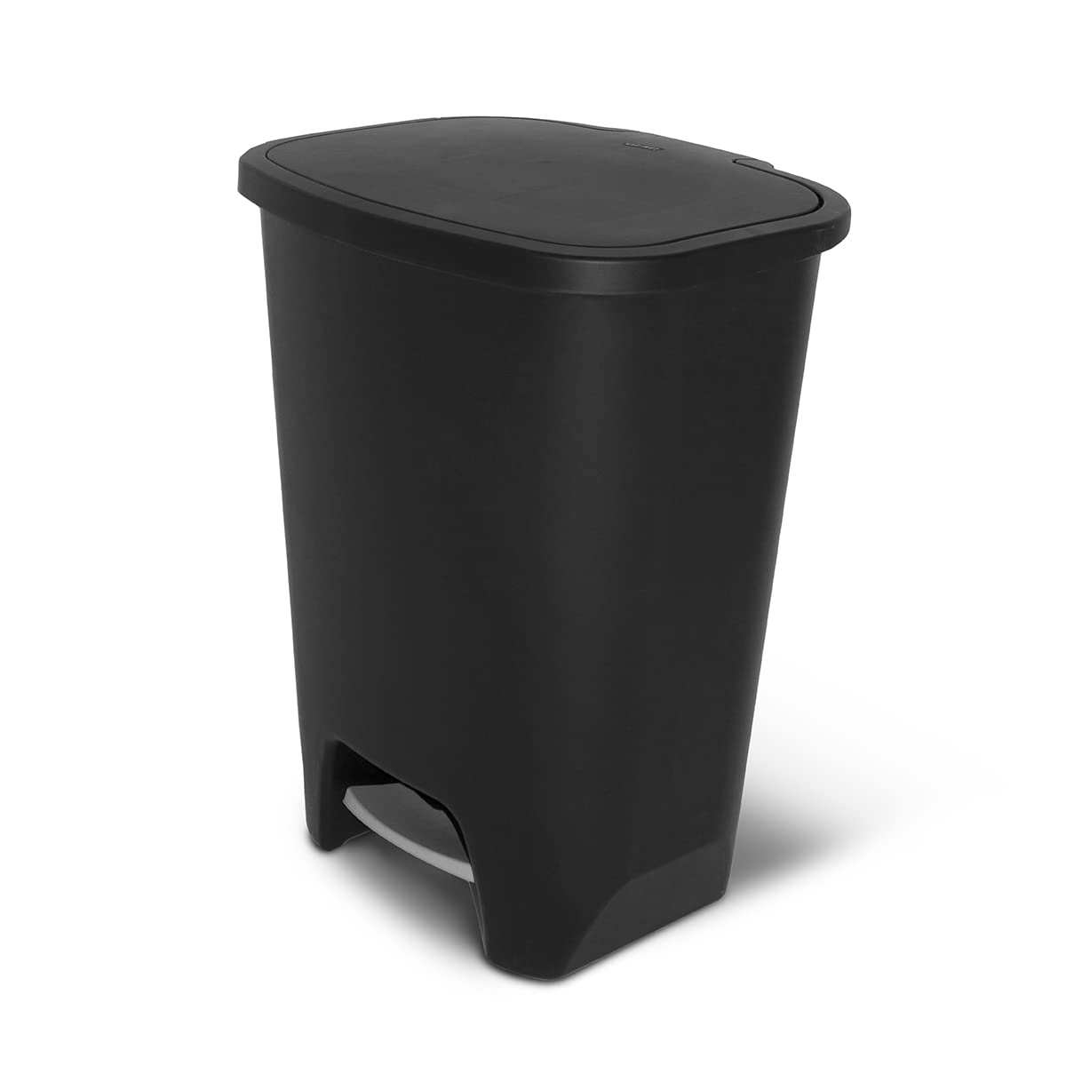 Glad 13 Gallon Trash Can | Plastic Kitchen Waste Bin with Odor Protection of Lid | Hands Free with Step On Foot Pedal and Garbage Bag Rings, Black
