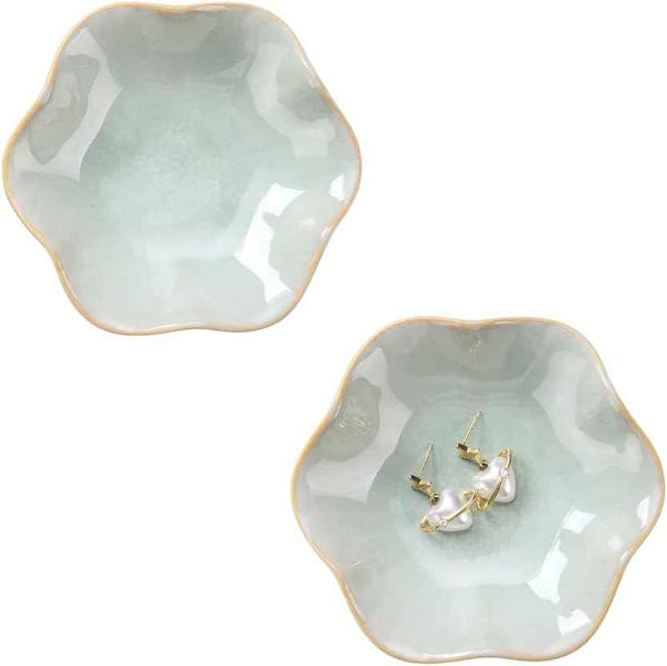Lotus Leaf Shape Decorative Ring Tray, Small Key Bowl, Ceramic Trinket Tray Jewelry Dish Organizing Necklace Earrings, Home Decoration for Mom Best Friend Sister, Pink.