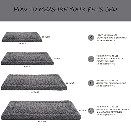 washable dog bed mat ultra soft dog crate pad for large jumbo medium small dogs, 35 x 22 inch, gray