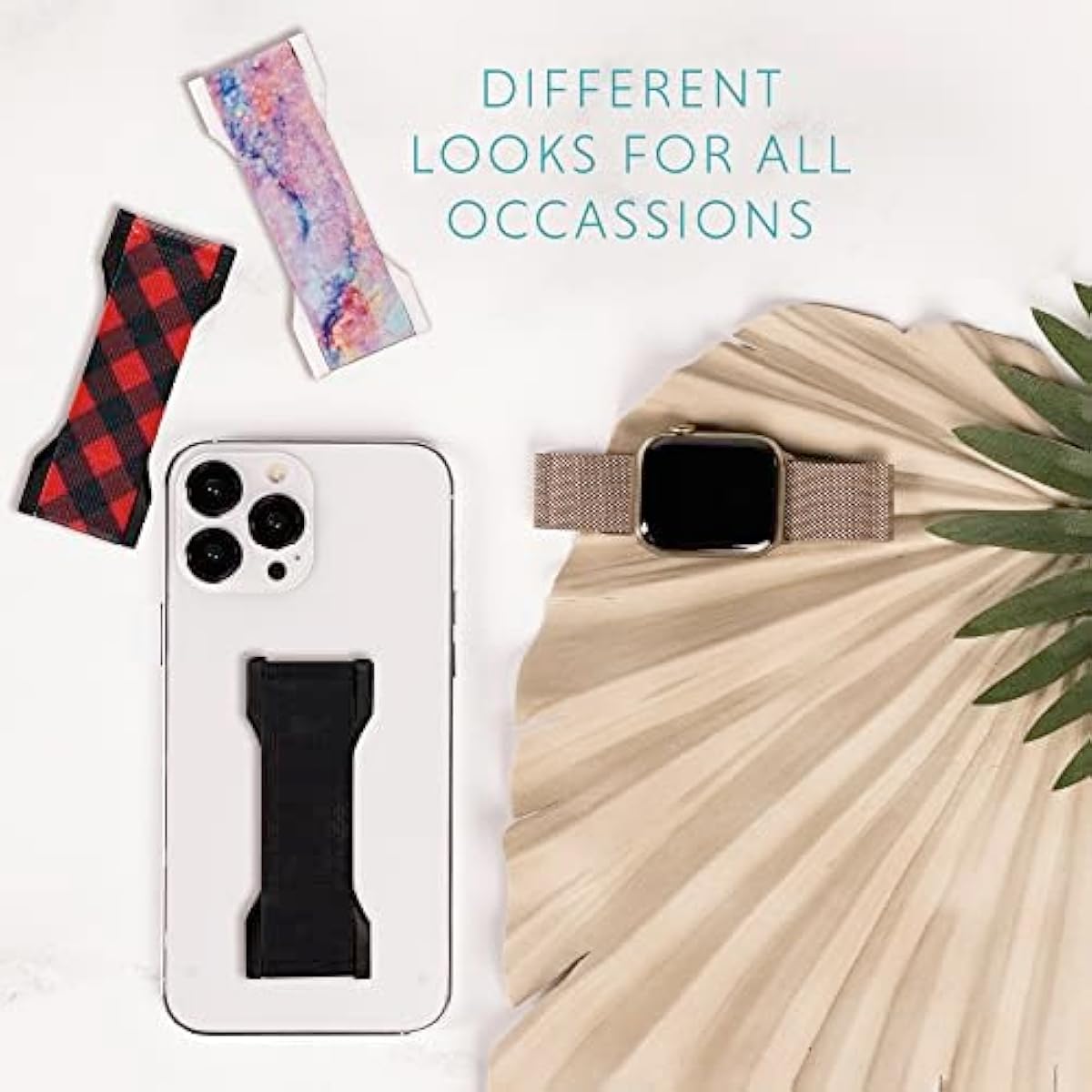 LOVEHANDLE PRO Premium Phone Grip - Silicone Phone Strap - Magnetic Phone Mount and Kickstand for Smartphone and Tablet - Natural Glow Silicone