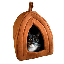 Petmaker Indoor Cat Bed with Removable Foam Cushion - Small Animal Tent for Kittens, Rabbits, Guinea Pigs, and More - Brown