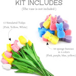 Easter Decorations Easter Decor 15pcs Artificial Tulips with 48pcs Bunnies Vase Filler Spring Decor Home Indoor Decoration Centerpieces for Tables