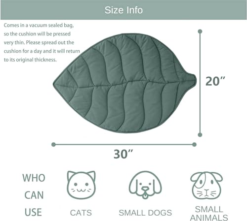 30 x 20 inch cotton leaf cat bed pad, warming mat for feral and indoor cats