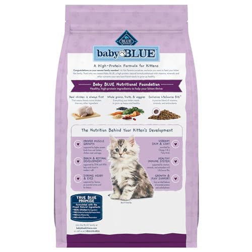 blue buffalo baby blue natural dry kitten food with dha chicken brown rice recipe 5lb bag