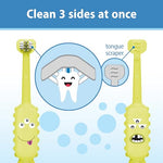 dr. browns green monster triple-sided toddler toothbrush with suction cup base, ages 1-4 years