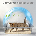stainless steel metal cat litter box with high sides odor-free non-stick for indoor cats and kittens