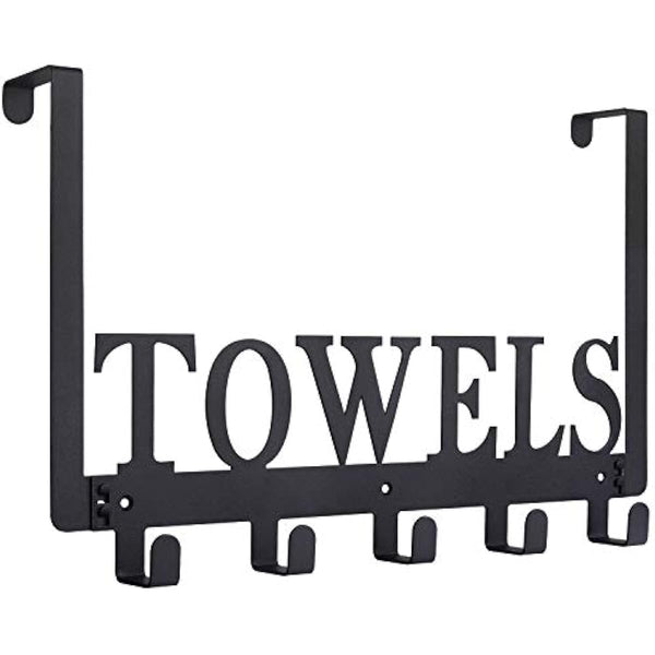 Black Metal Over the Door Hooks Towel Holder for Bathroom Bedroom Beach Towels Wall Mount