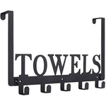 Black Metal Over the Door Hooks Towel Holder for Bathroom Bedroom Beach Towels Wall Mount