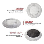 Bedfolks Calming Donut Dog Bed, 36 inches dark grey large for large dogs, anti-anxiety plush, machine washable
