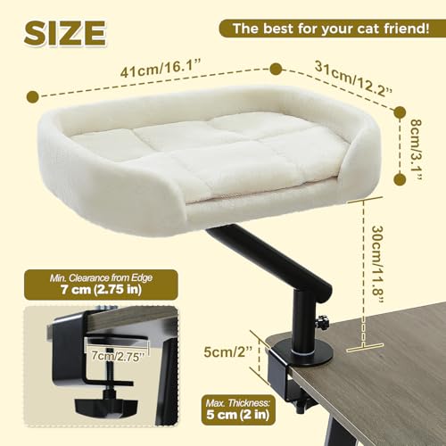 pawz road cat desk bed white 360° rotation adjustable supports up to 50 lbs