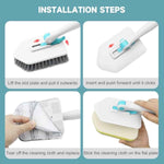nacena Shower Scrubber with Long Handle, 3 in 1 Tile Tub Scrubber Brush with 3 Detachable Cleaning Heads Adjustable Handle Shower Cleaner Brush for Bathroom, Kitchen, Toilet, Wall, Sink, Blue White