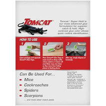 Tomcat Super Hold Glue Traps Mouse Size for Mice, Cockroaches, Spiders, and Scorpions, Ready-To-Use, 4 Traps